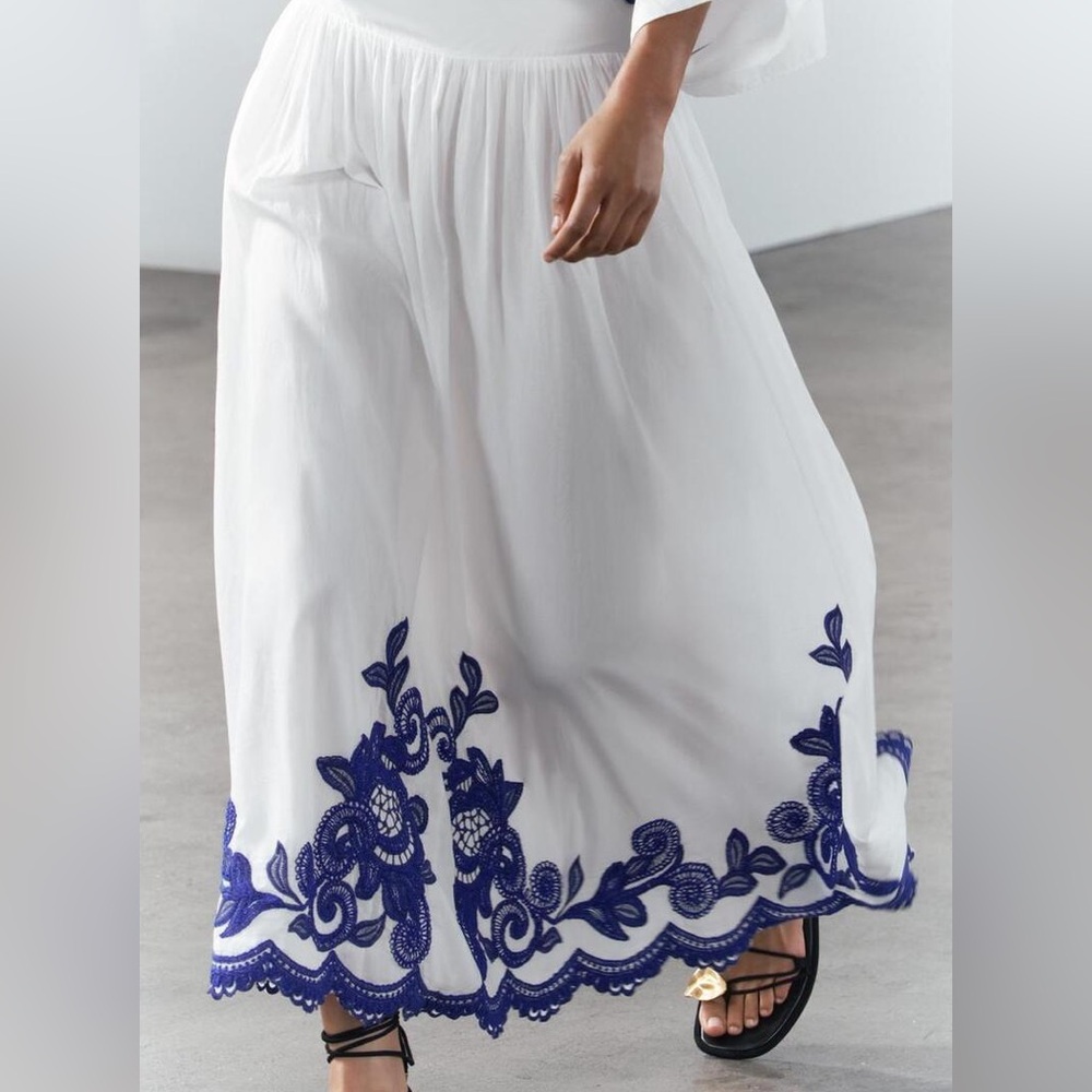 Zara ZW Collection Cape Skirt with Cutwork Embroidery